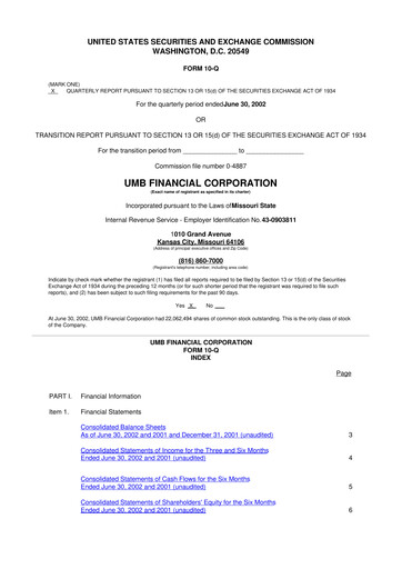 Thumbnail UMB Financial 10-Q Quarterly Report FY 