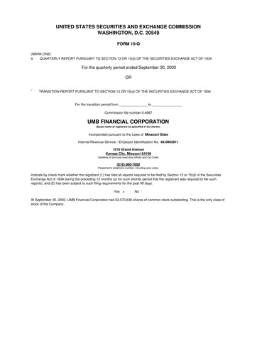 Thumbnail UMB Financial 10-Q Quarterly Report FY 