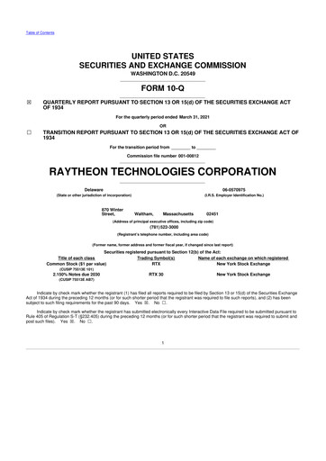 Vorschaubild RTX 10-Q Quartalsbericht 2021 
