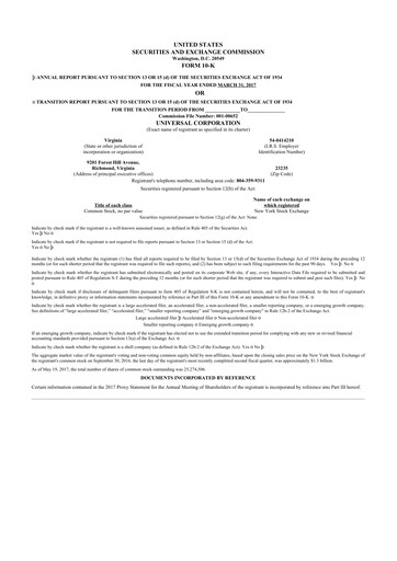 Thumbnail Universal Corporation
 10-K Annual Report 2017