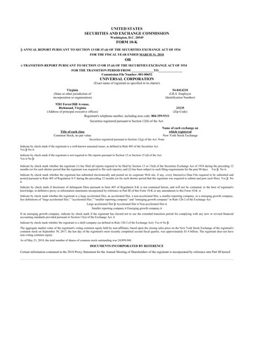 Thumbnail Universal Corporation
 10-K Annual Report 2018