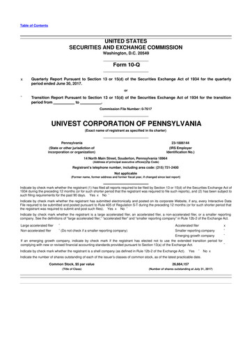 Vorschaubild Univest Financial Corporation 10-Q Quartalsbericht 2017 