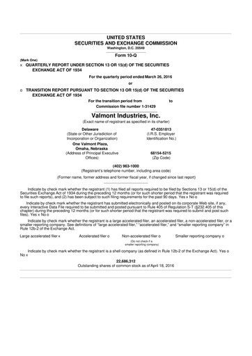 Thumbnail Valmont Industries
 10-Q Quarterly Report FY2016 