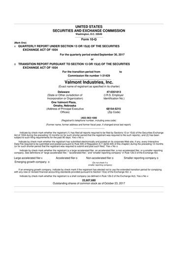 Thumbnail Valmont Industries
 10-Q Quarterly Report FY2017 