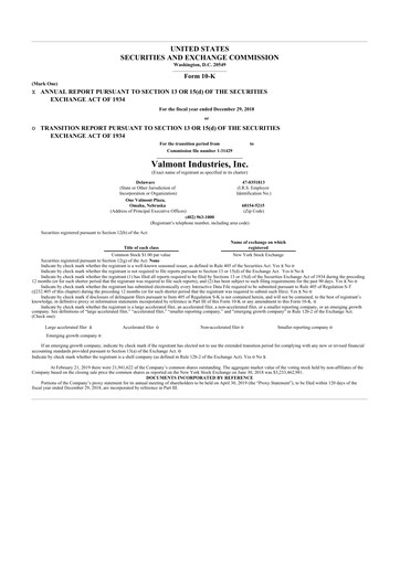 Thumbnail Valmont Industries
 10-K Annual Report 2018