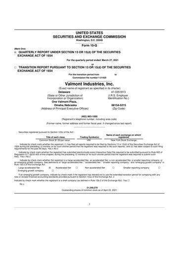 Thumbnail Valmont Industries
 10-Q Quarterly Report FY2021 