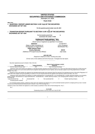 Thumbnail Valmont Industries
 10-Q Quarterly Report FY2021 