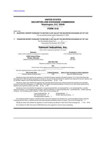 Thumbnail Valmont Industries
 10-Q Quarterly Report FY2025 