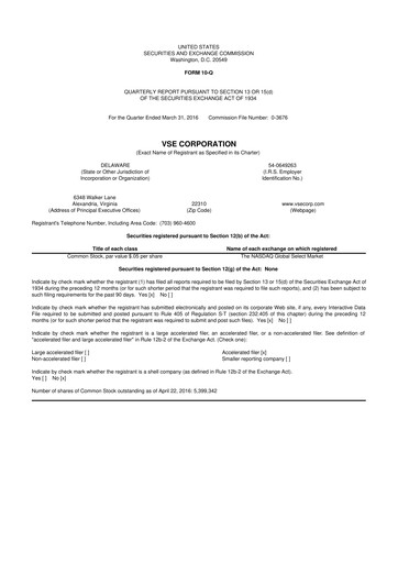 Thumbnail VSE Corporation 10-Q Quarterly Report FY2016 