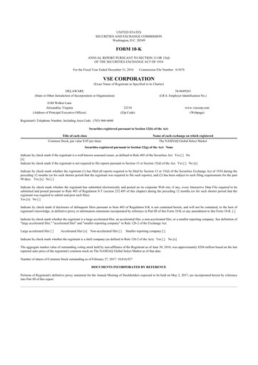 Thumbnail VSE Corporation 10-K Annual Report 2016