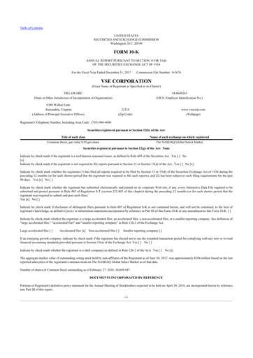 Thumbnail VSE Corporation 10-K Annual Report 2017
