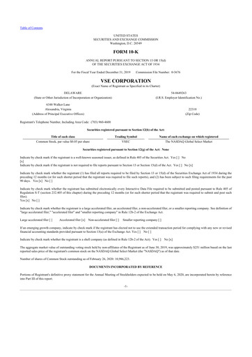 Thumbnail VSE Corporation 10-K Annual Report 2019