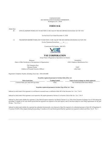 Thumbnail VSE Corporation 10-K Annual Report 2024
