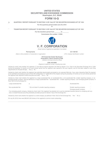 Thumbnail VF Corporation 10-Q Quarterly Report FY2019 