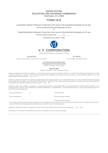 Thumbnail VF Corporation 10-Q Quarterly Report FY2019 