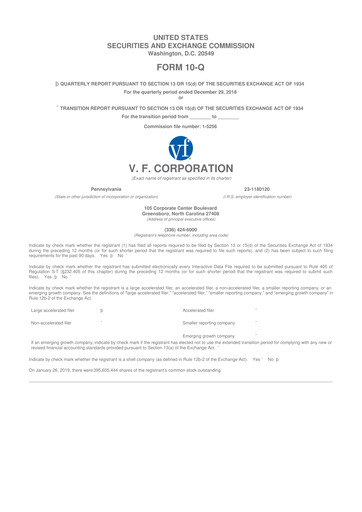 Thumbnail VF Corporation 10-Q Quarterly Report FY2019 