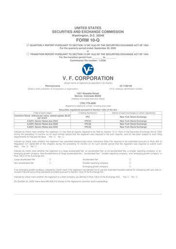 Thumbnail VF Corporation 10-Q Quarterly Report FY2021 