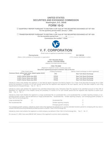 Thumbnail VF Corporation 10-Q Quarterly Report FY2022 
