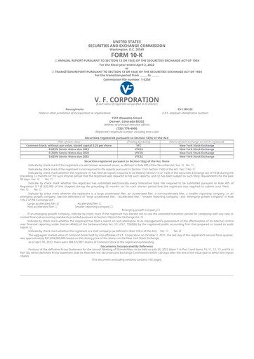 Thumbnail VF Corporation 10-K Annual Report 2022