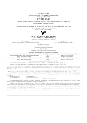 Thumbnail VF Corporation 10-K Annual Report 