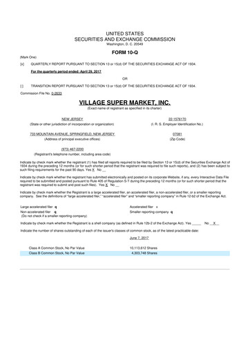 Thumbnail Village Super Market 10-Q Quarterly Report FY2017 