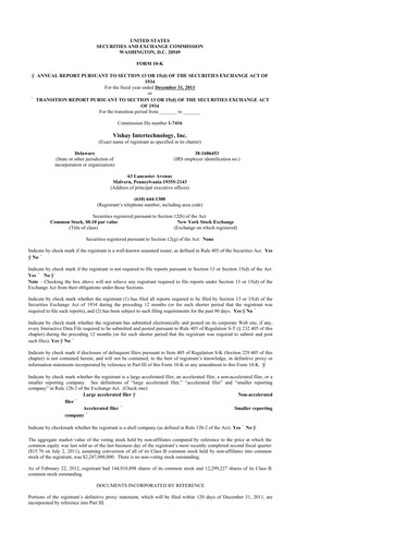 Thumbnail Vishay Intertechnology
 10-K Annual Report 2011