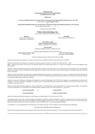 Thumbnail Vishay Intertechnology
 10-K Annual Report 2013