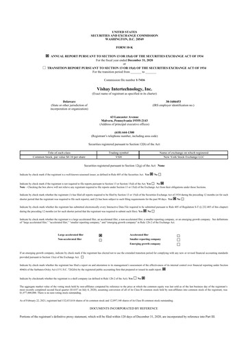 Thumbnail Vishay Intertechnology
 10-K Annual Report 2020