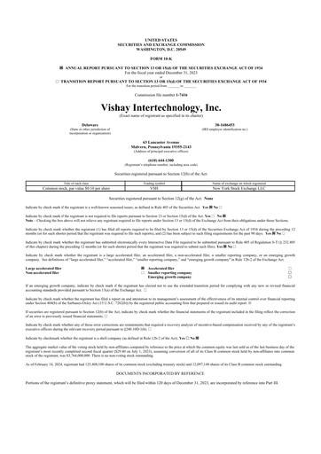 Thumbnail Vishay Intertechnology
 10-K Annual Report 2023
