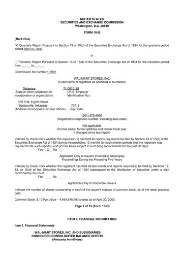 Thumbnail Walmart 10-Q Quarterly Report FY 