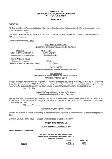 Thumbnail Walmart 10-Q Quarterly Report FY 