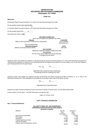 Thumbnail Walmart 10-Q Quarterly Report FY 