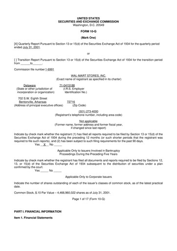 Thumbnail Walmart 10-Q Quarterly Report FY 