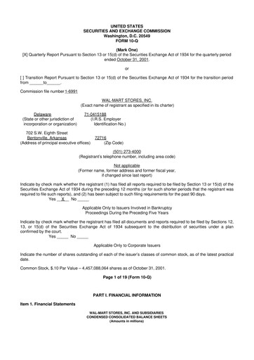 Thumbnail Walmart 10-Q Quarterly Report FY 