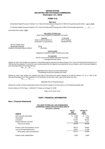 Thumbnail Walmart 10-Q Quarterly Report FY 
