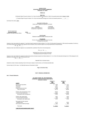 Thumbnail Walmart 10-Q Quarterly Report FY 