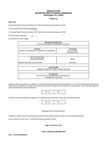 Thumbnail Walmart 10-Q Quarterly Report FY 