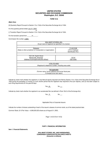 Thumbnail Walmart 10-Q Quarterly Report FY 