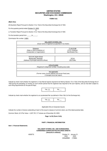 Thumbnail Walmart 10-Q Quarterly Report FY 