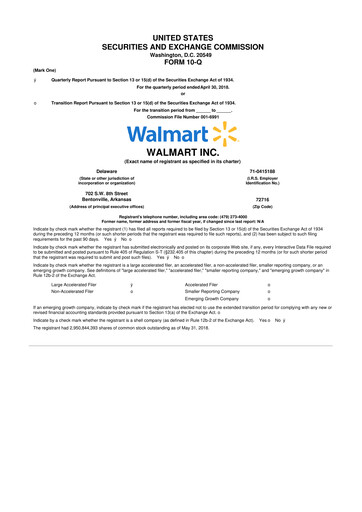 Thumbnail Walmart 10-Q Quarterly Report FY2019 
