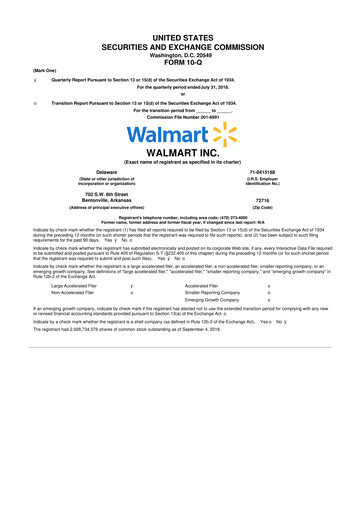 Thumbnail Walmart 10-Q Quarterly Report FY2019 