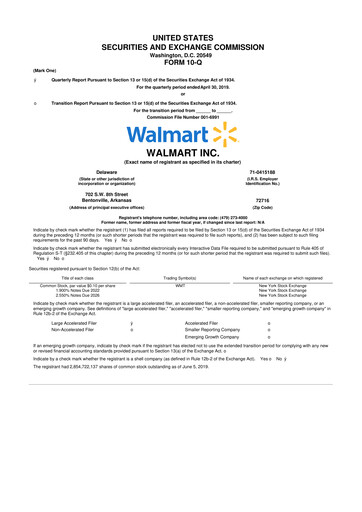 Thumbnail Walmart 10-Q Quarterly Report FY2020 