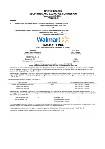 Thumbnail Walmart 10-Q Quarterly Report FY2020 