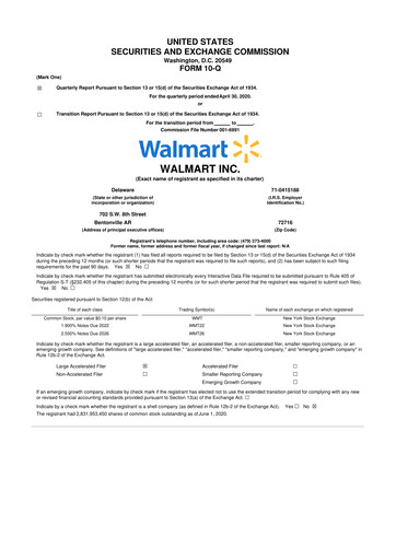 Thumbnail Walmart 10-Q Quarterly Report FY2021 