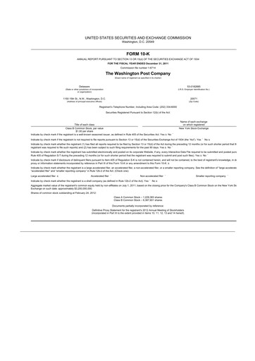 Thumbnail Graham Holdings 10-K Annual Report 2011