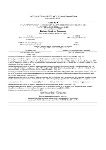 Thumbnail Graham Holdings 10-K Annual Report 2014