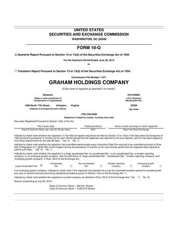 Thumbnail Graham Holdings 10-Q Quarterly Report FY2019 