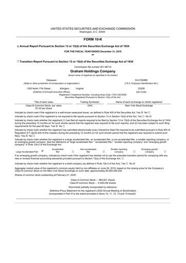 Thumbnail Graham Holdings 10-K Annual Report 2019