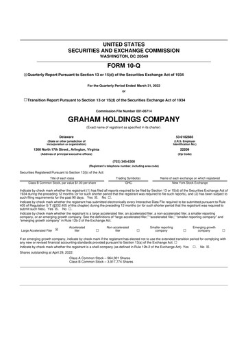 Thumbnail Graham Holdings 10-Q Quarterly Report FY2022 