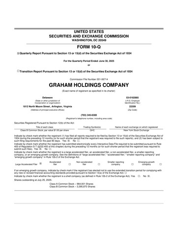 Thumbnail Graham Holdings 10-Q Quarterly Report FY2025 